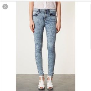 Topshop skinny jeans, acid wash, size 32 tall